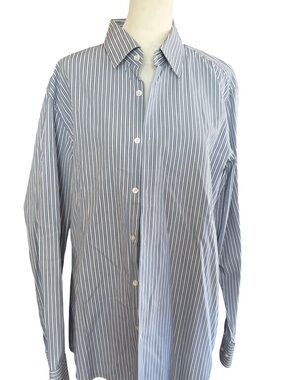 BOSS Classic Blue Stripe Men's Button-Down Shirt. Size 16 1/2 34/35